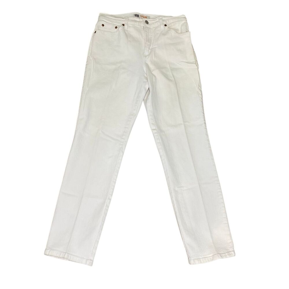 Faded Glory White Stretch Straight Leg Jeans Mid Rise Denim Pants Size 6 Summer